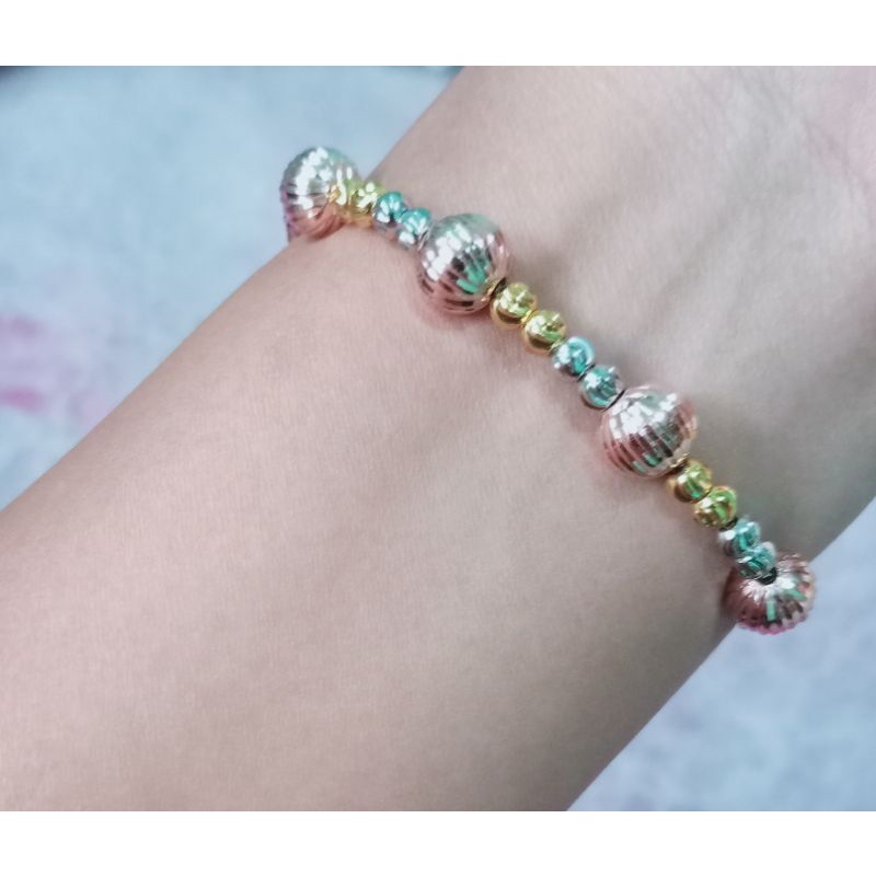 Gelang Serut Titanium Motif Biji Lada Combinasi