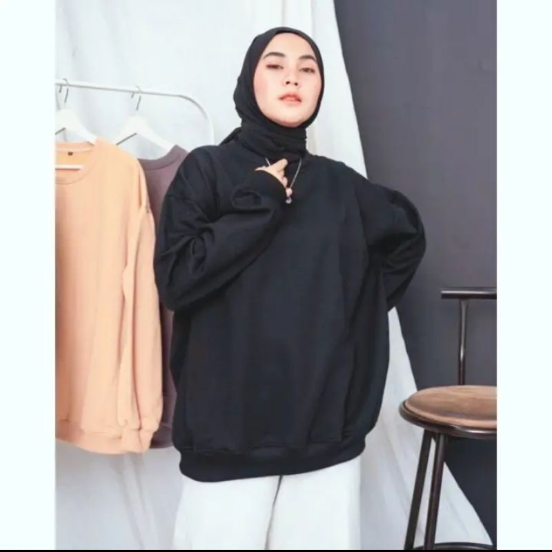 Sweater Crewneck Basic Oversize Size XXXL | Sweater OVERSIZE Bigsize Jumbo Korean Style Bahan Fleece