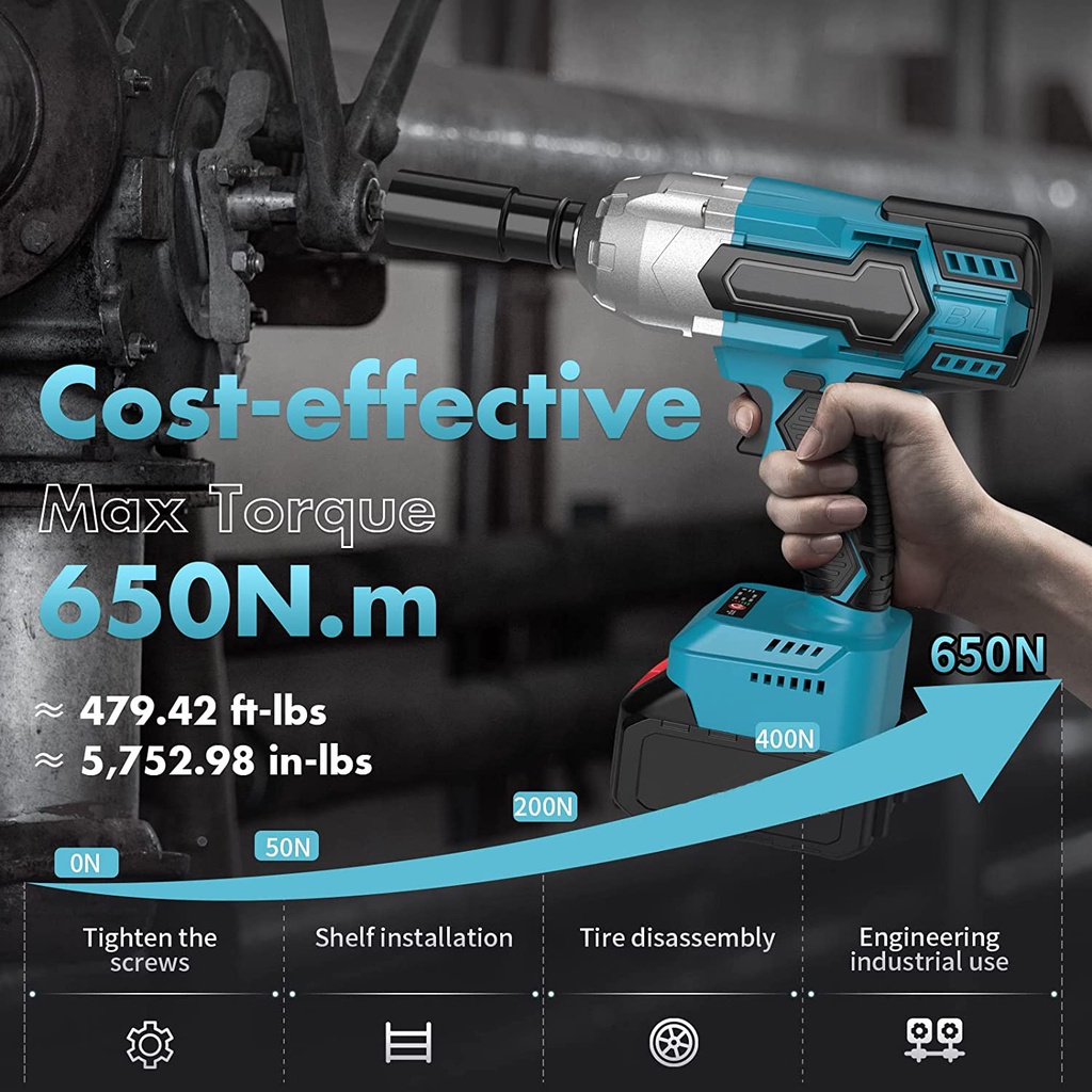 Impact Wrench Tools Brushless Set 998VF Set Aksesoris Terlengkap 650Nm/ Cordless Impact Wrench Socket Set Full Aksesoris/ Bor Obeng Kunci Drive Socket/ Alat Pembuka Baut Mobil Baterai/ Mesin Bor Drilling Screwdriver Tanpa Kabel Set