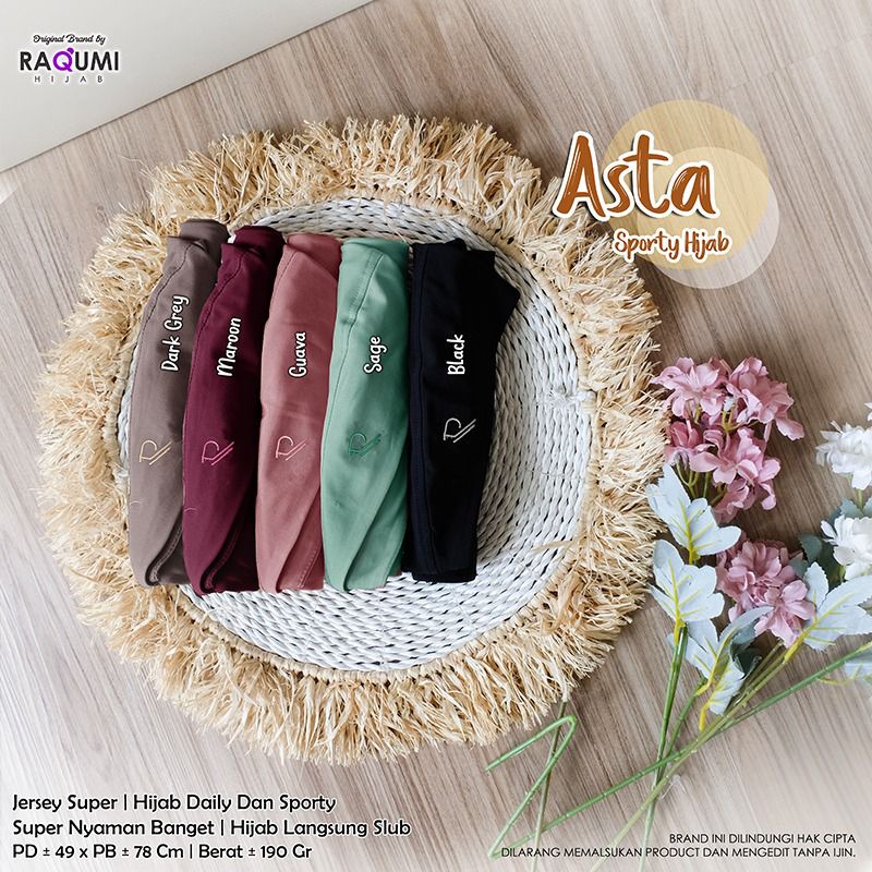 ASTA SPORTY HIJAB RAQUMI ORIGINAL | JILBAB OLAHRAGA | JILBAB  GYM | JILBAB JERSEY PENDEK
