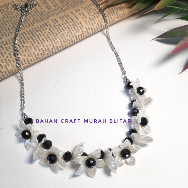 kalung hijab handmade kristal beads flower