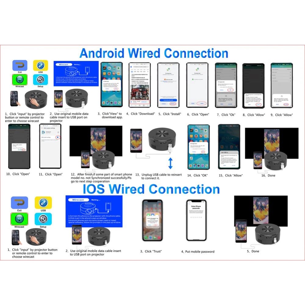 YT200 Proyektor Super Mini Portable Projector 15 ANSI 1080P Support