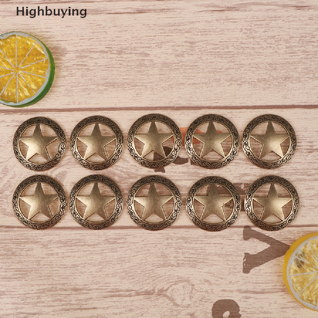 Hbid 10pcs Ranger Star Leathercraft Hatband Conchos Dompet Gesper Gesper Hias Glory