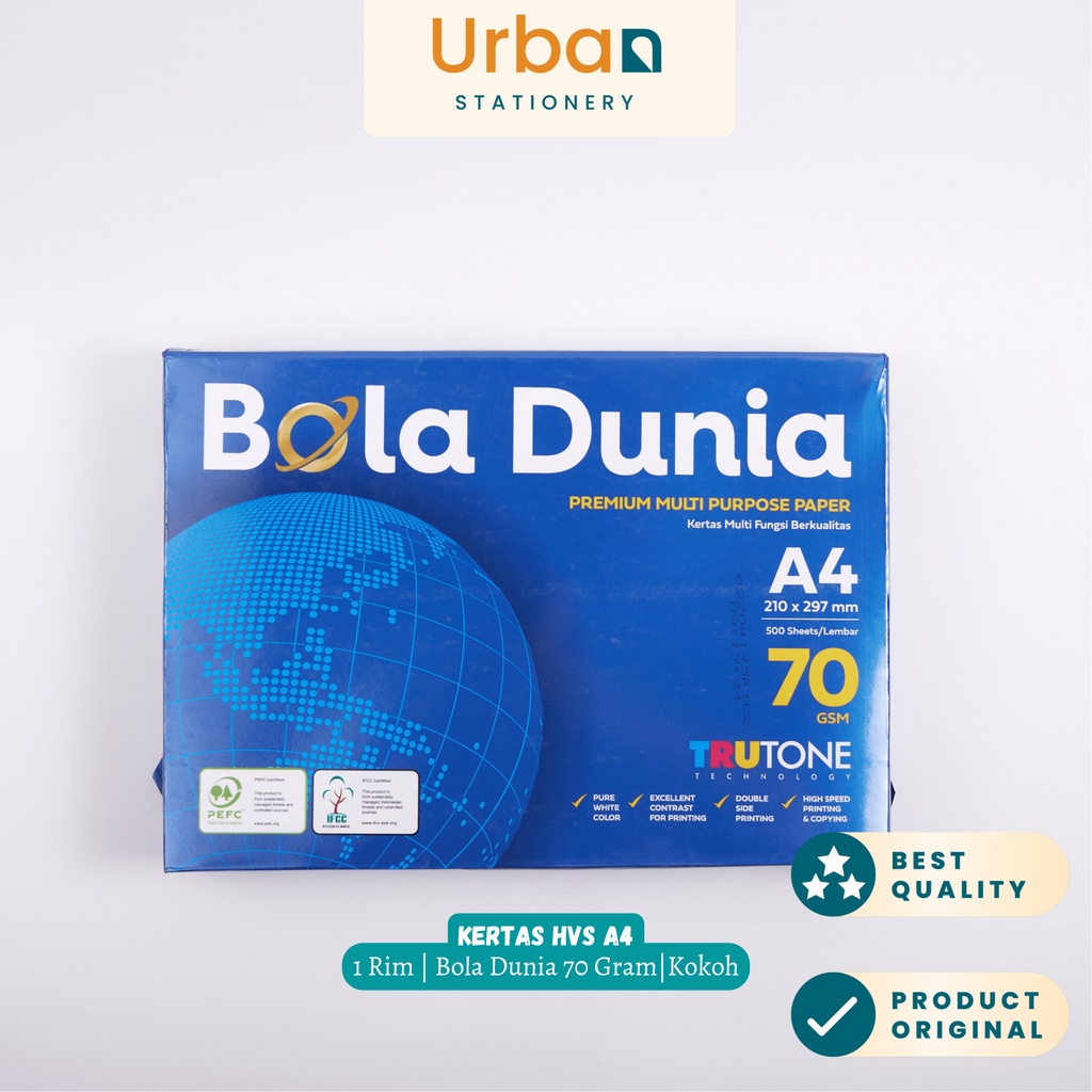

Kertas HVS / Kertas Photocopy Bola Dunia A4 70 gram