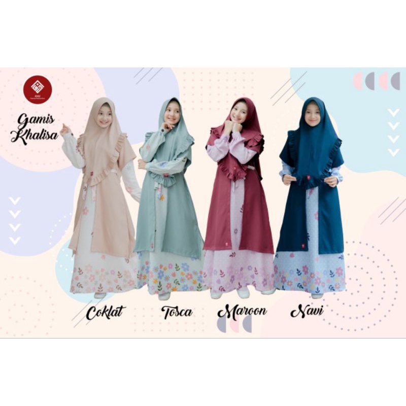 GAMIS KHALISA ORI ANV KIDS SARIMBIT LEBARAN HARGA TERJANGKAU BAJU MUSLIM BAYI ANAK REMAJA DEWASA