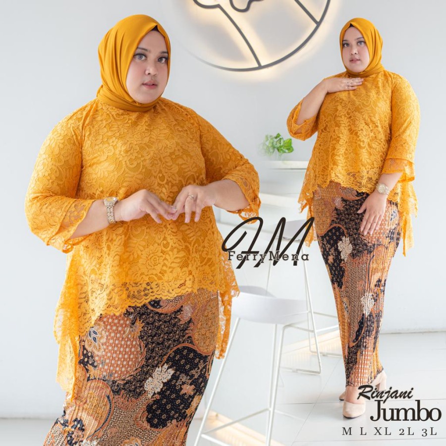 setelan kebaya ld 130~set kebaya jumbo brukat kebaya remeja~kebaya - set abu, atasan saja -kebaya brukat RESTU KEBAYA