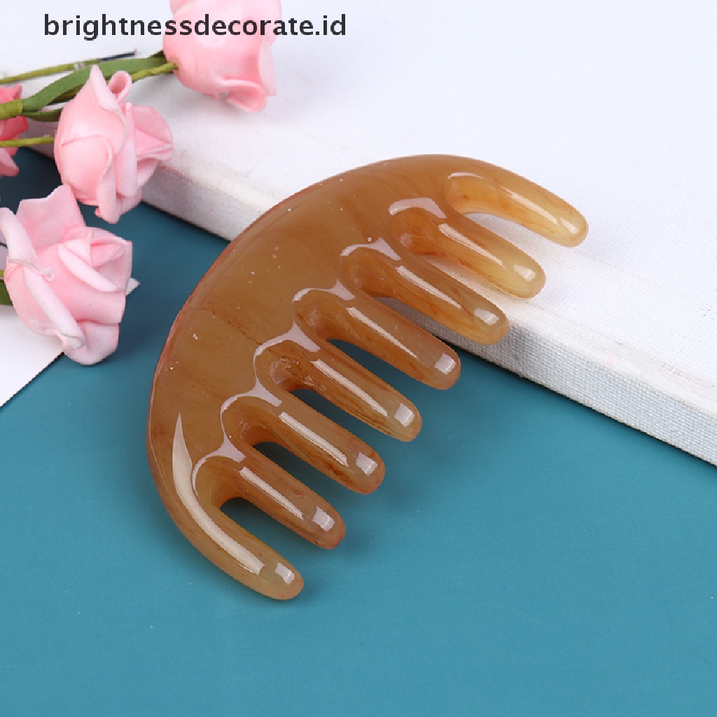 [Birth] 1x Sisir Saku Tanduk Sapi Alami Sisir Bergigi Lebar SPA Massage Brush Alat Perawatan Rambut [ID]