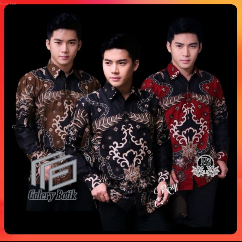 Kemeja Batik Pria Lengan Panjang BATIK HRB026 motif KERATONAN Kode 002 size M L XL XXL Reguler