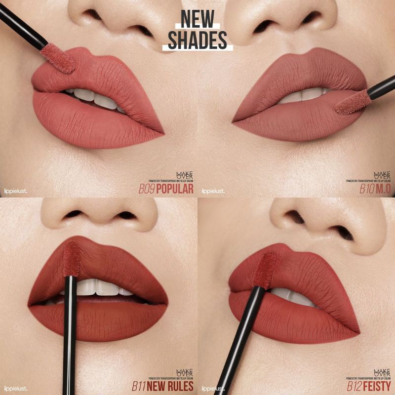 MAKE OVER Powerstay Transferproof Matte Lip Cream Indonesia / Lipcream 7g / Stay Up To 14H No Transfer Mask Proof Intense In 1 Swipe / Tahan Lama Moisturizer Krim / Makeup Cosmetic Lips Make Up Kosmetik Bibir Lipstik Gincu / Makeover Power Stay Series