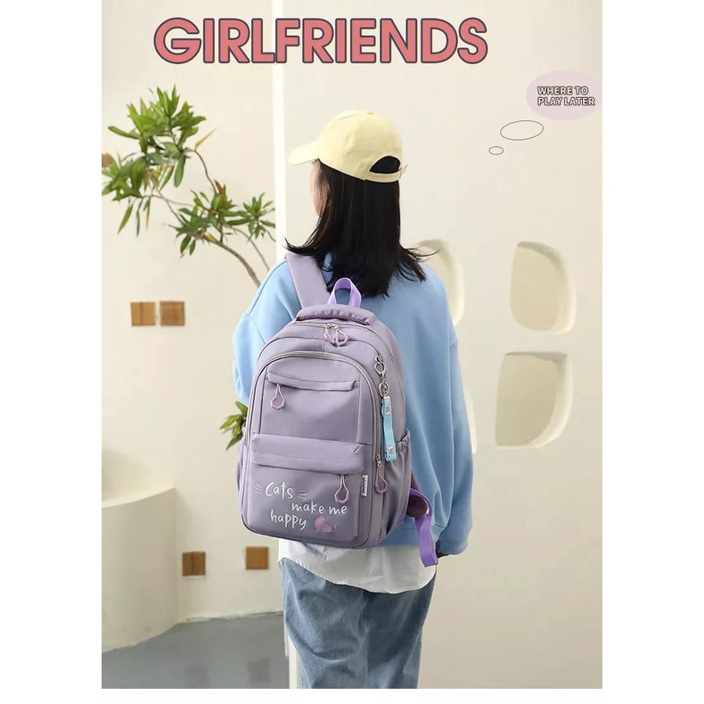 [COD] Tas Wanita Punggung Sekolah Kantor Kerja Sekolah Kuliah Outdoor Trendy Fashion Style Travel Casual Backpack Anak Remaja Perempuan Selempang Cewek Bag