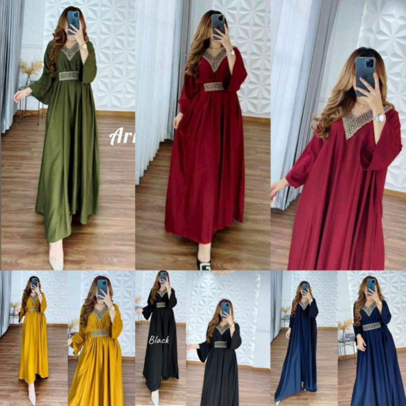 Kaftan Tsamira Renda Free Belt Dress Kaftan Wanita Rayon Twill Jumbo