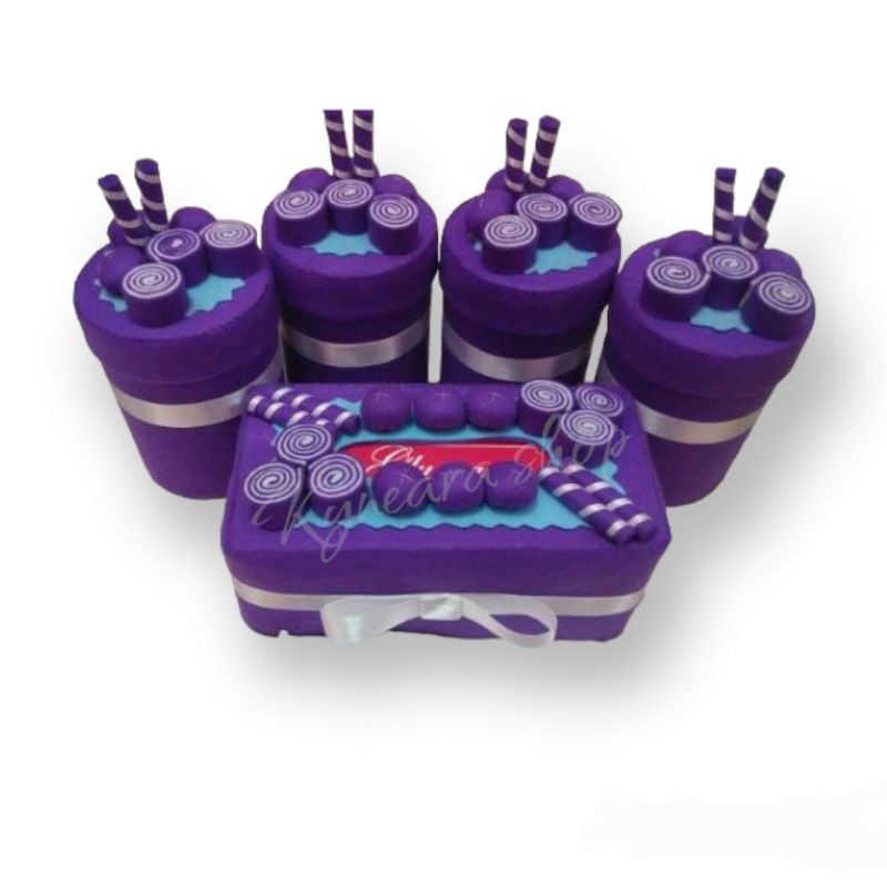 Toples Set Flanel Ungu Gulali Plastik 1000ML