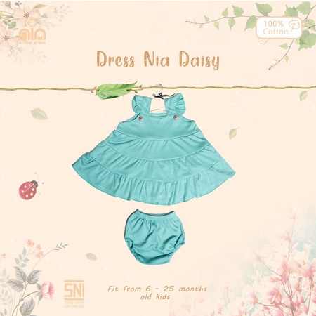 NIA Dress Bayi Perempuan Dress Nia Daisy Polos Warna Premium 3-6 Bulan