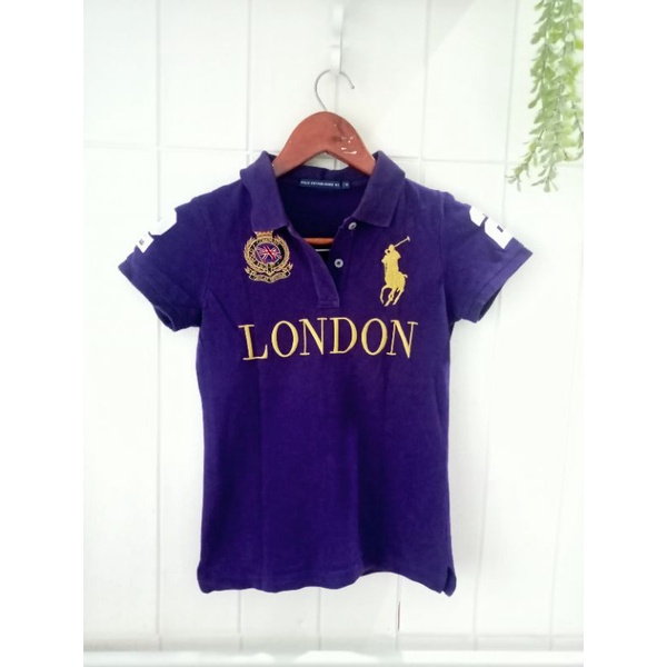kaos wanita polo established 67 original preloved warna ungu