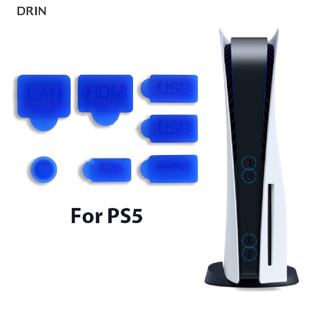 Dr 7pcs Silikon Plug Debu Set Untuk Konsol Game PS5 Antarmuka USB HDM Penutup Anti Debu Dustproof Plug Aksesoris Parts vn
