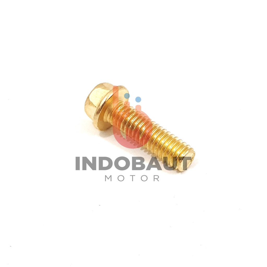 Flange Bolt Baut Blok Mesin 6x15 Kunci 8 Gold