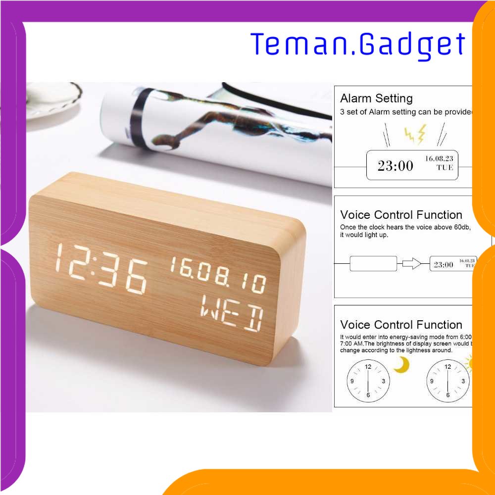 TG-PJM Lovin Jam Weker Alarm Motif Kayu Digital Voice Control - TX602