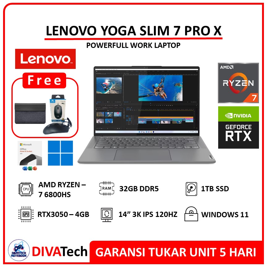 Lenovo Yoga Slim 7 Pro X Touch RTX3050 R7 6800HS 32GB/1TB SSD 3K 120Hz
