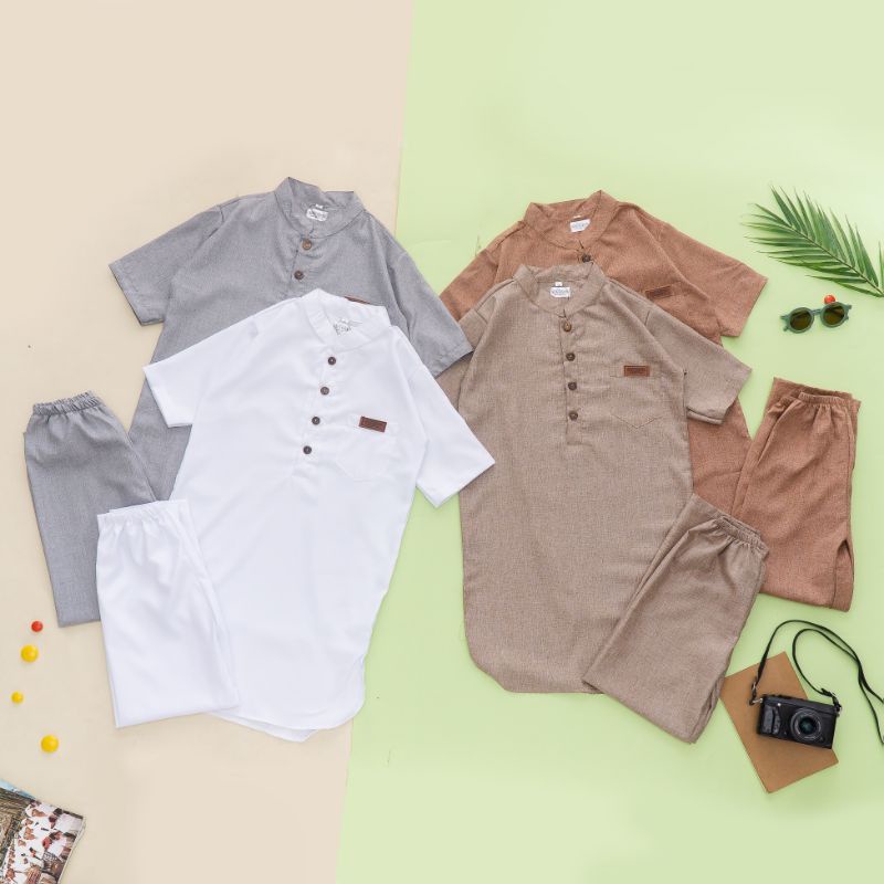 8-15 Tahun Set Koko Anak MUSYAFA Setelan Baju Koko Anak Katun Madinah Koko Baju Pakistan