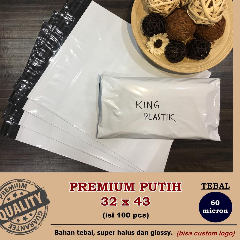 

Obral Istimewa 32x43cm PREMIUM PUTIH Kantong Packing Polymailer 100pcs