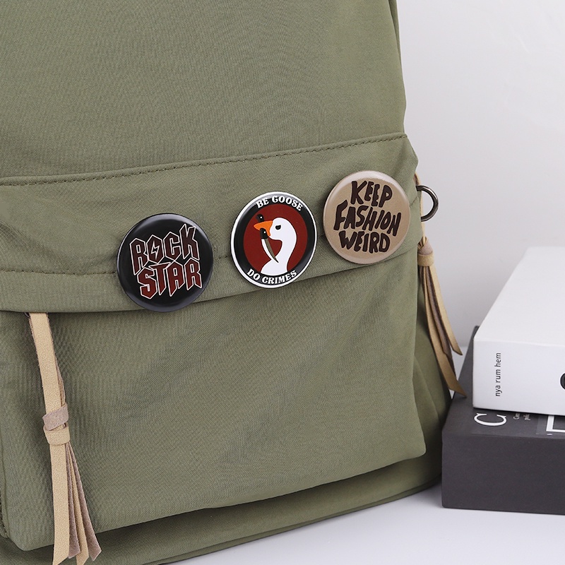 44mm Tinplate Tombol Pin Hewan Lucu Angsa Kodok Kucing Alien Cherry Bros Lencana Kreatif Anime Perhiasan Hadiah Lapel Badge