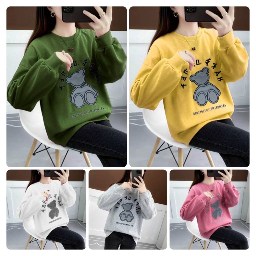 3 UKURAN L XL XXL SWEATER AURORA FASHION PAKAIAN WANITA ATASAN  BAHAN BABYTERRY FEHM