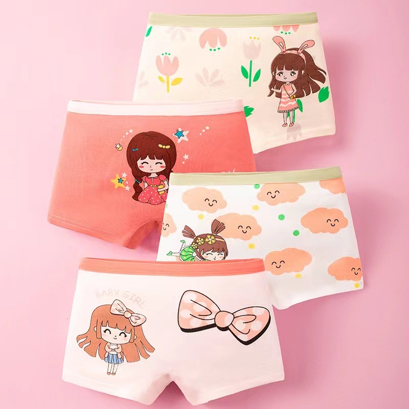 【Happy Baby】2-12 Tahun Celana Dalam Boxer Anak Perempuan Motif Princess 1 SET 4 PCS (4 IN 1) CD020