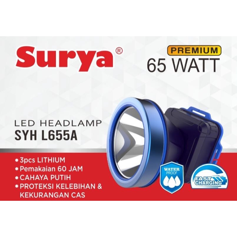 SENTER KEPALA LED SURYA 65 WATT PREMIUM SUPER LED SYH L655A