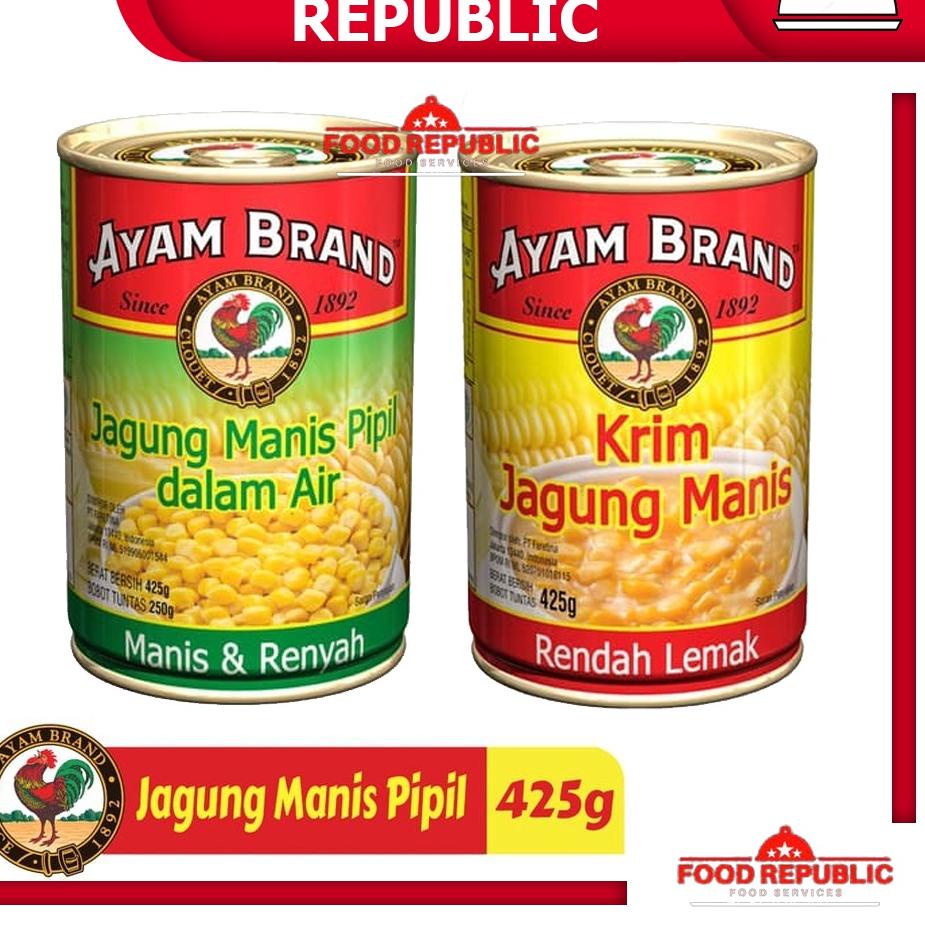 

Bagus!!!!!! AYAM BRAND JAGUNG MANIS PIPIL 425 GR GARAM / KRIM SWEET CORN CREAM