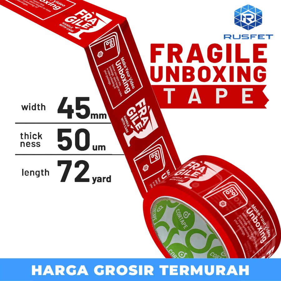 

Lakban Fragile Unboxing Eng 48mm x 72yard Satuan Termurah