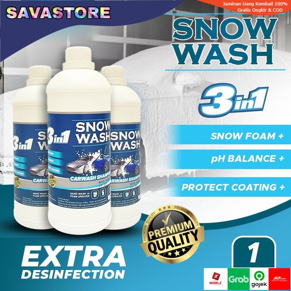 DAILY CAR SNOW WASH 1 LITER GLOW SHAMPOO PREMIUM SABUN MOBIL MOTOR 1 L