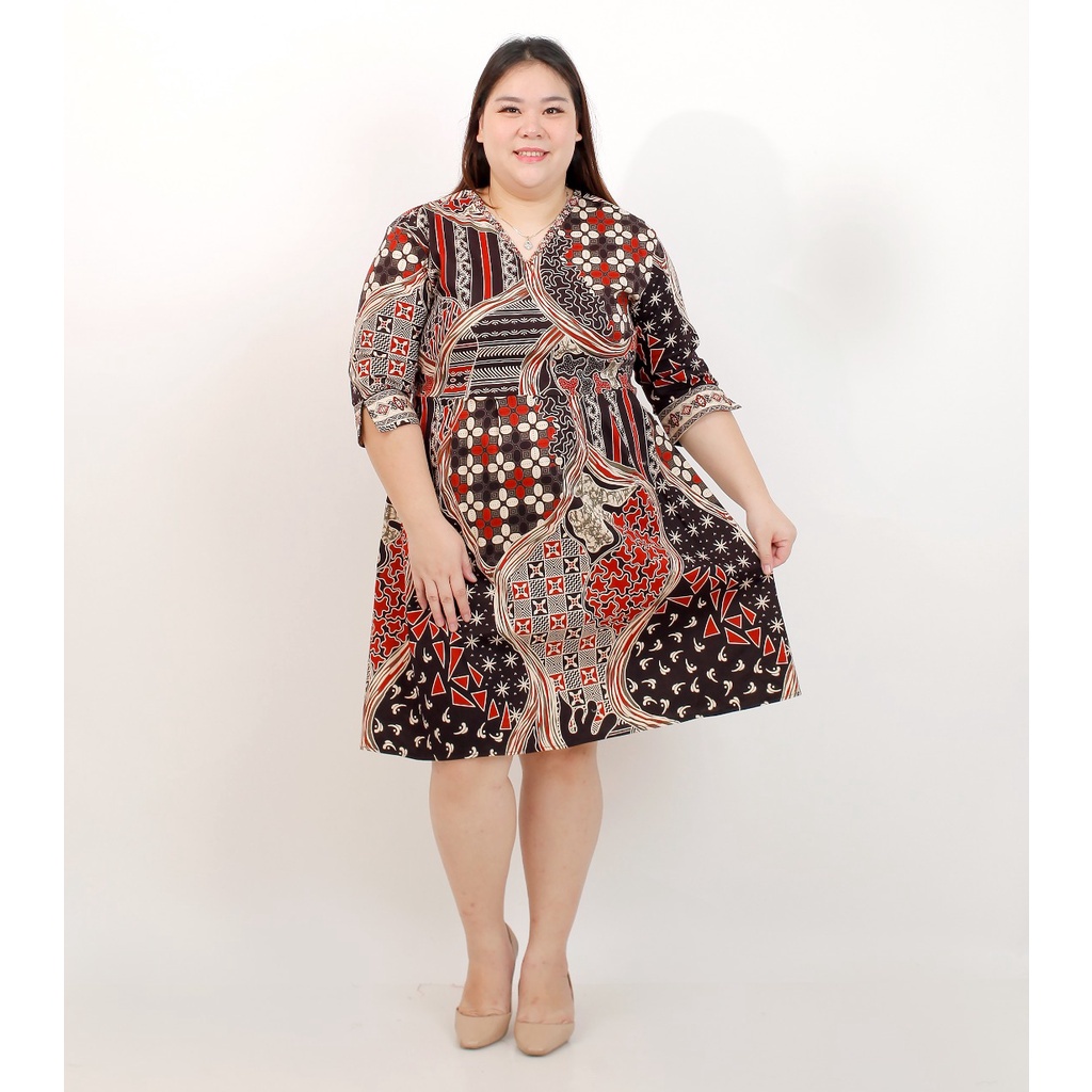 BAJU DRESS BATIK WANITA MODERN JUMBO BIG SIZE 020B LD 120xm XXL XXXL PREMIUM DRESS HAMIL PESTA KERJA