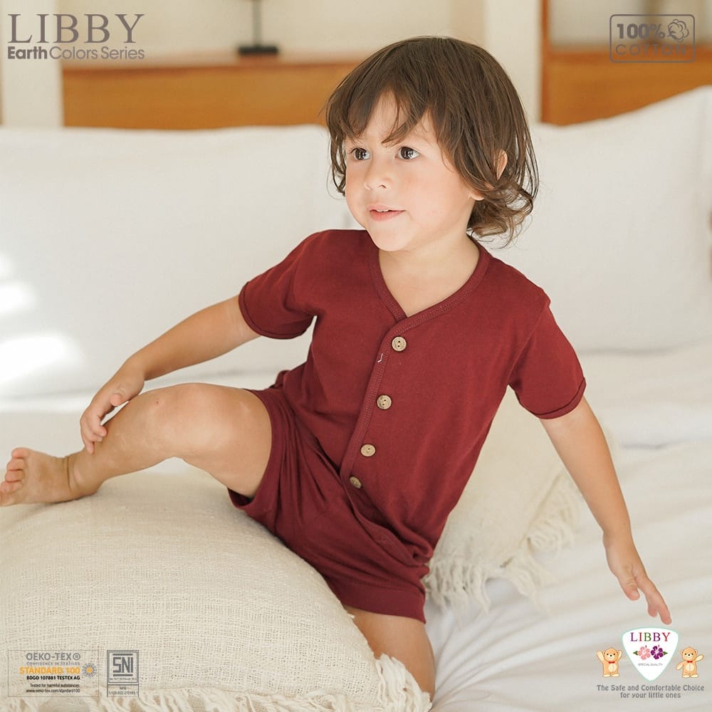 Libby Setelan Baju Bayi Comfy Earth Series Baju Pendek Celana Pendek Libby Baby Size Newborn 0-3 3-6 6-12 Bulan Arevyonlineshop