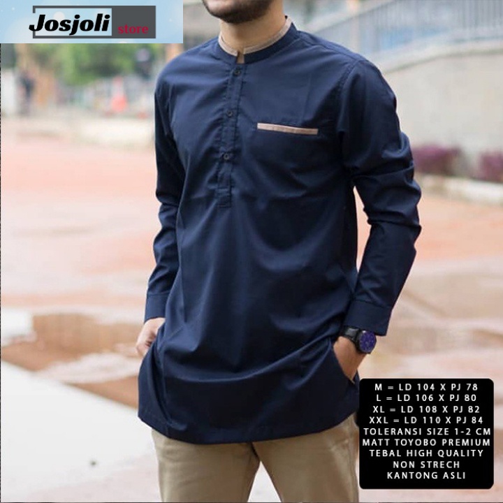 JOSJOLI_STORE/Baju Koko Anwa/Kemeja Koko Pria/Pakaian Muslim Pria Dewasa Lengan Panjang/Size M,L,XL,XXL