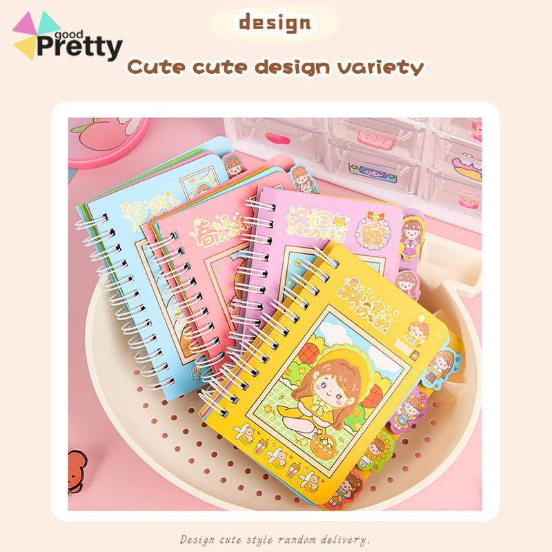 Buku Catatan Lucu Siswa Scrapbook Coil  Buku Portabel  Dengan Stiker Di Dalamnya - PD