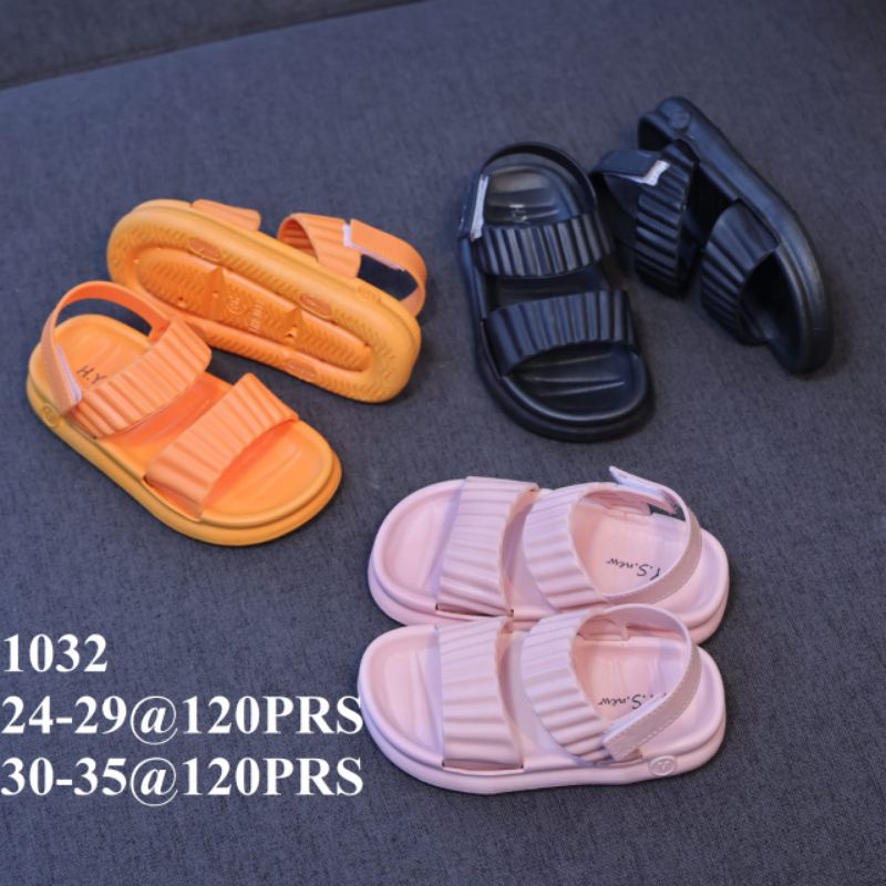 Sandal Anak Perempuan Ban Dua Tali Belakang Sandal Anak Cewek Impor motif Kerut Velcro Trendy