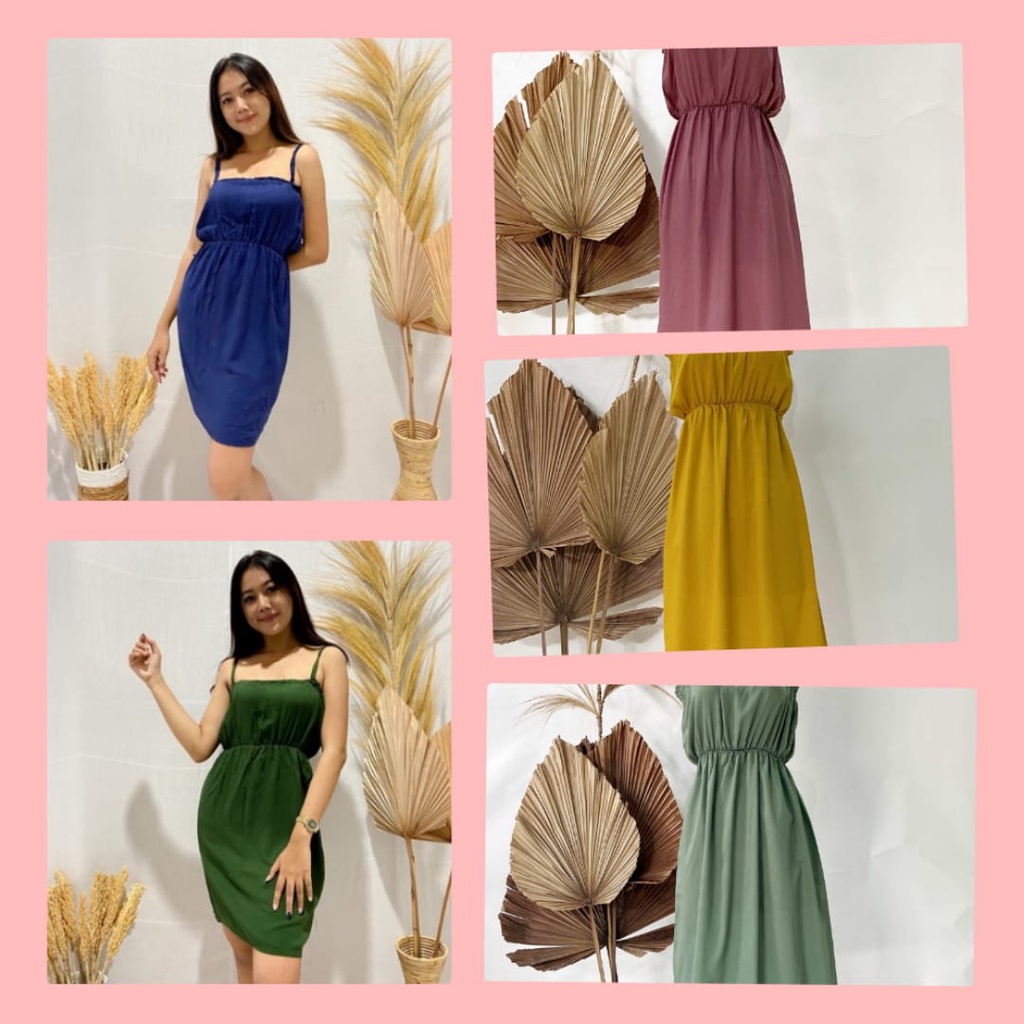 Dress Kemben bali Tali kerut rayon Adem Polos