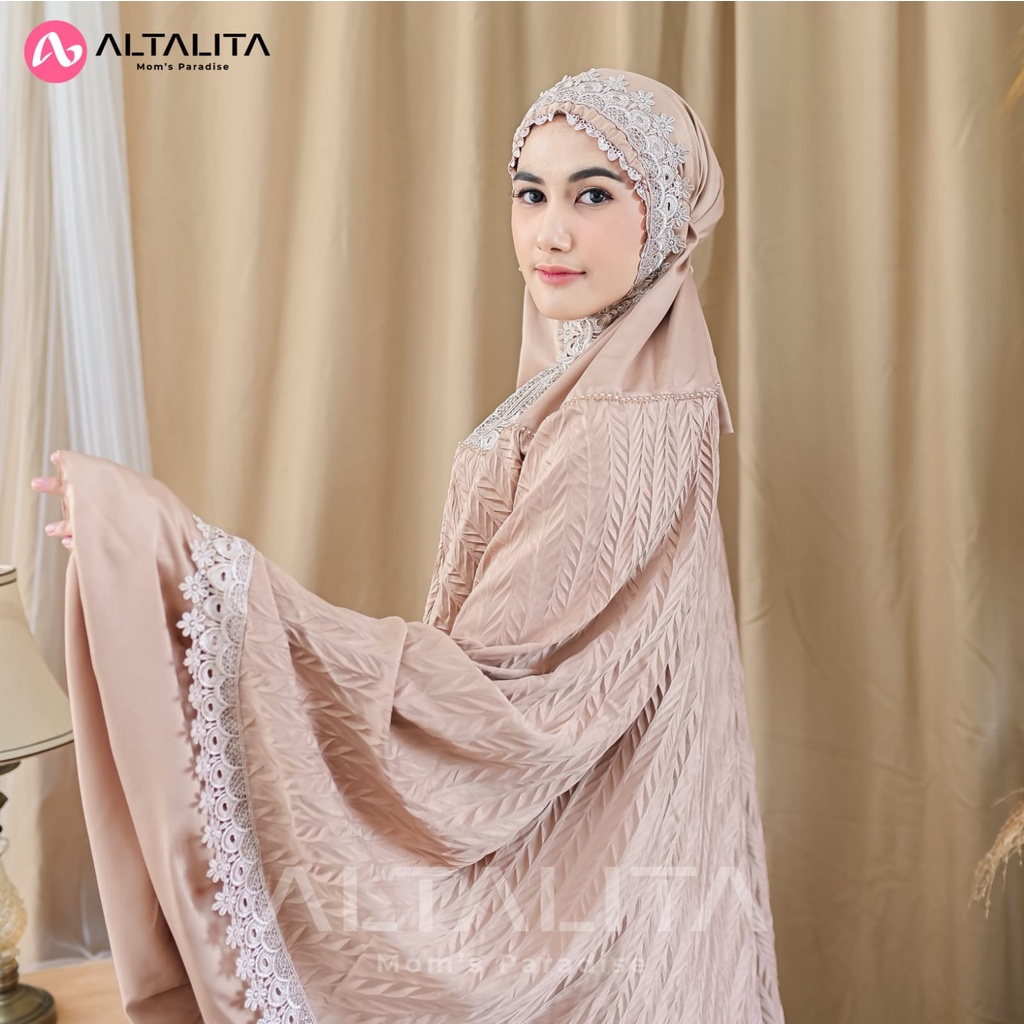 Altalita - Mukena Dewasa Taleetha Satin Silk Premium Renda Mewah Jumbo Adem Polos Terbaru