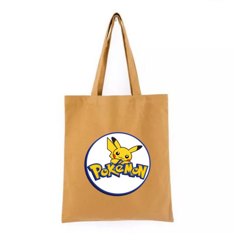 Tote Bag Totebag Kanvas Resleting Pokemon Pria Wanita Terbaru