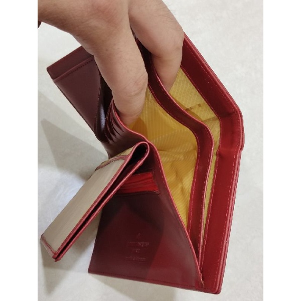 Dompet kancing pendek lipat merah lokal