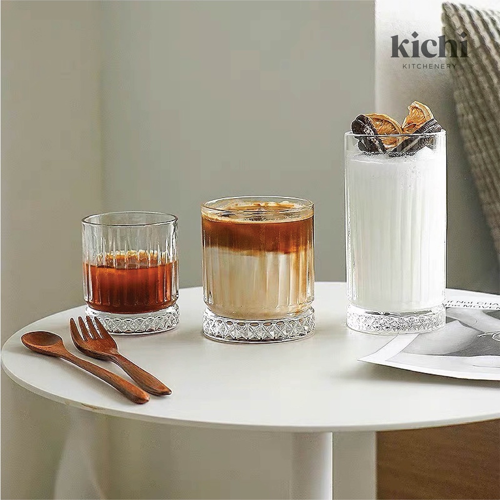 GATO Nordic Glass | Gelas Kaca Gelas Kopi Stripe Ripple Garis Unik European