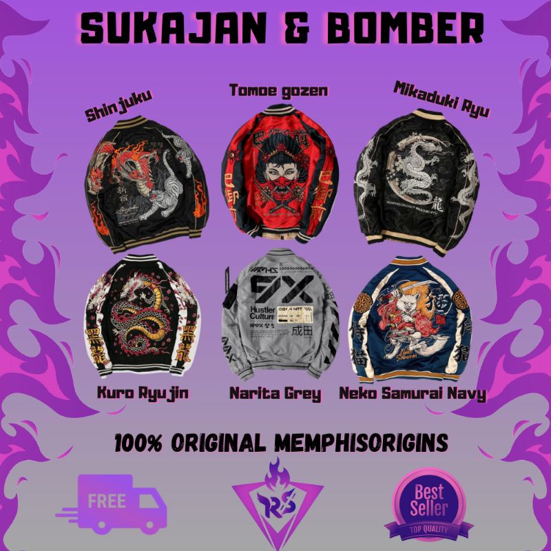 Jaket Sukajan Memphisorigins | Sukajan Neko Samurai Navy | Sukajan Mikaduki Ryu | Sukajan Shinjuku |