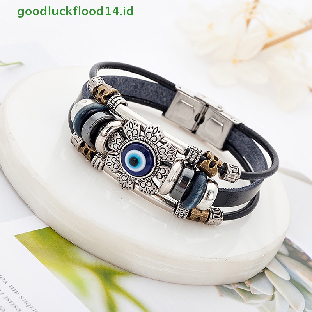 [GOOGFOUR] Lucky Eye Turkish Evil Eye Bracelets Punk Multilayer Kulit Handmade Bracelet [TOP]