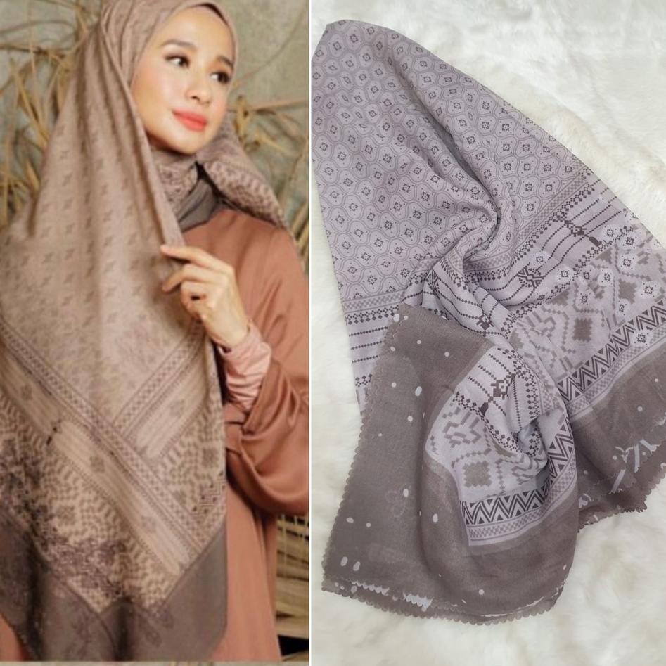 Terlaris Voal Motif Premium / Hijab Segi Empat Voal Motif Premium Lasercut / Jilbab Voal Motif Premi