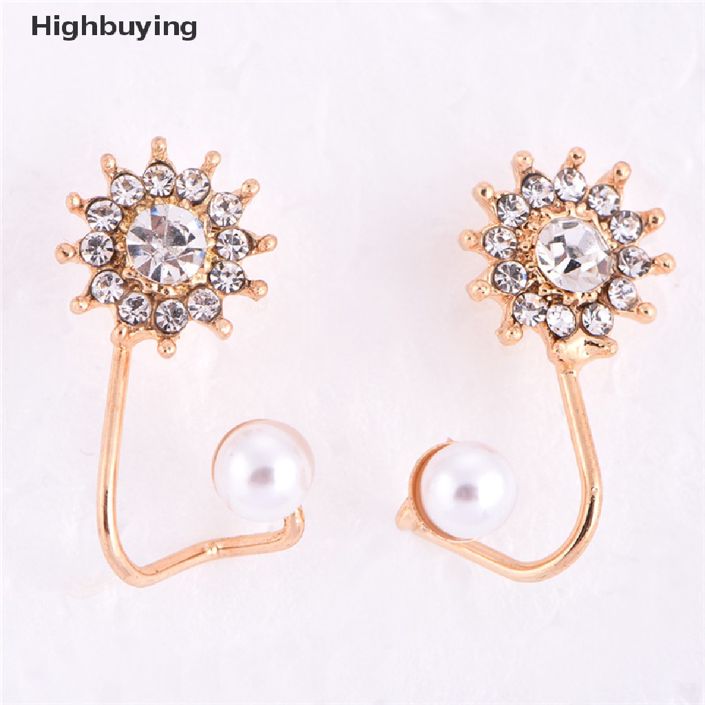 Hbid 1pasang Mutiara Berlian Imitasi Ear Stud Earrings Kristal Telinga Klip Perhiasan Lady Elegan Glory