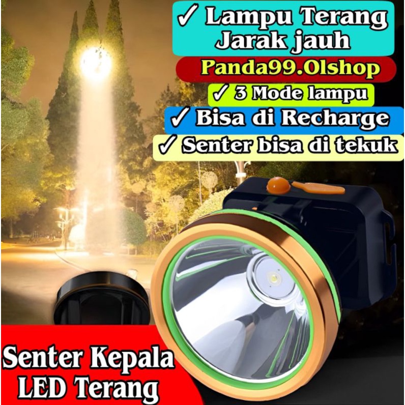 Senter Kepala Super Terang 30 Watt Bisa Di Cas LED ⭐ panda99 ⭐