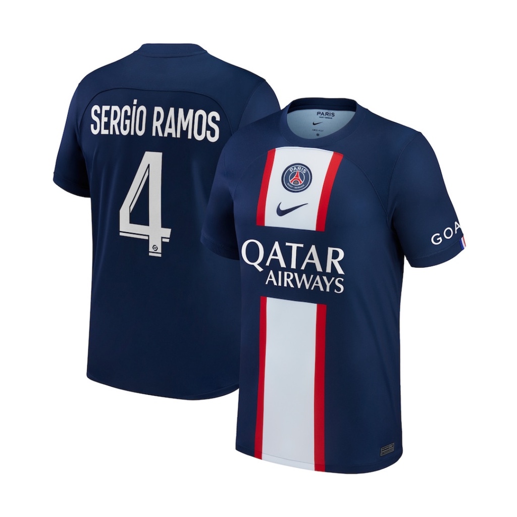 Kaos sepak bola pria jersey football klub baju atasan dewasa t-shirt seragam outfit club olahraga kostum futsal pakaian sports apparel psg ramos navy