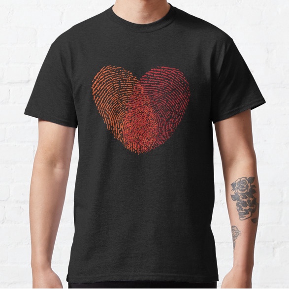 Kaos Love Heart Fingerprint Pola Sidik Jari Tshirt Premium Cotton Combed