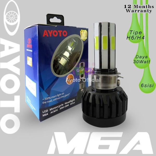 Lampu Led Motor Bebek / Matic 6 Sisi Ayoto 30W + 30W M6A Ac Dc