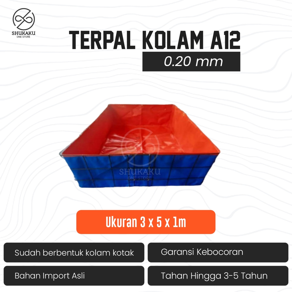 Terpal Kolam Ikan 3x5x1 / 300x500x100 Kolam Terpal A10 Kotak